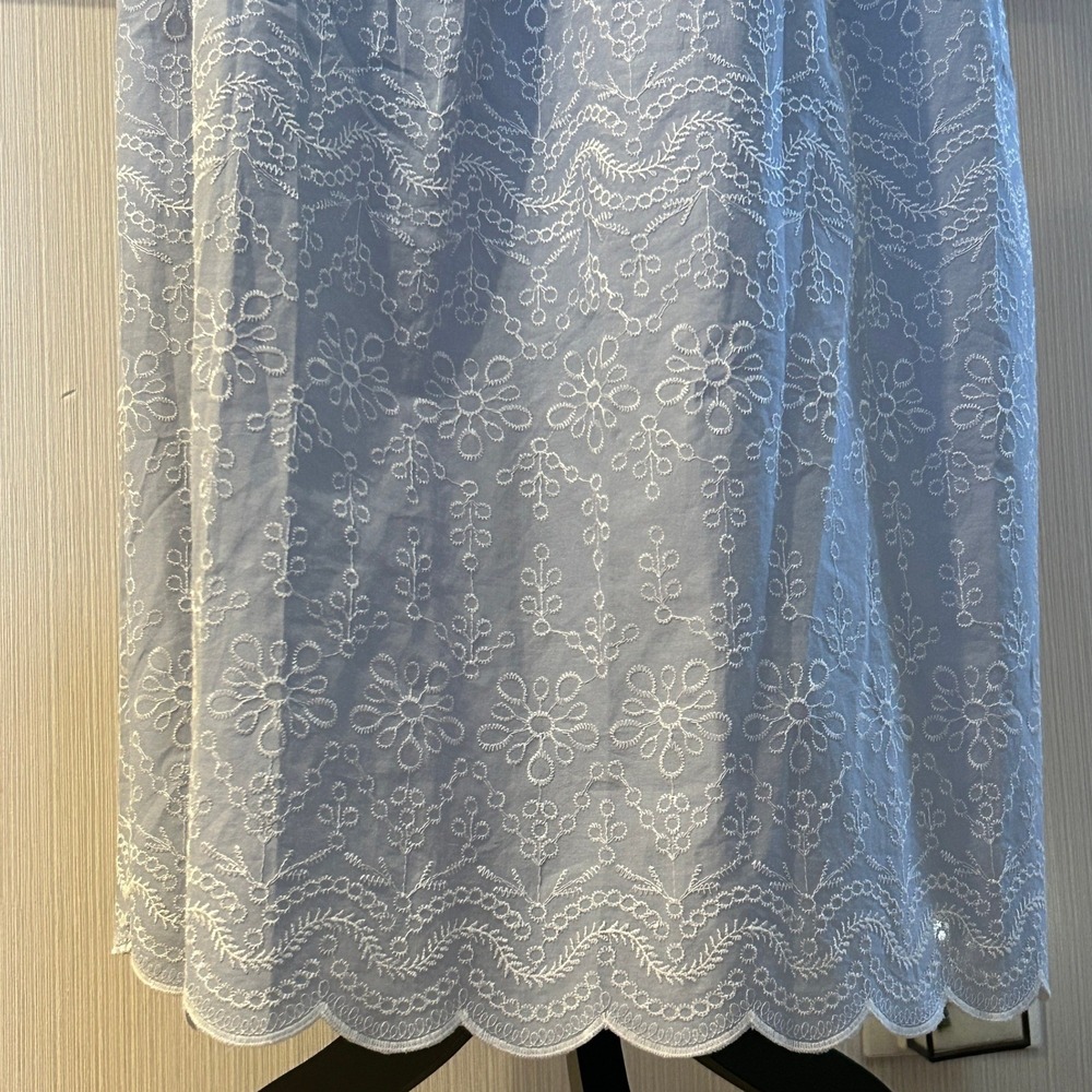LOFT‎ Two Piece Blue White Floral Embroidered Scalloped Cotton Set NWT- Sz 10/12 - Picture 6 of 14